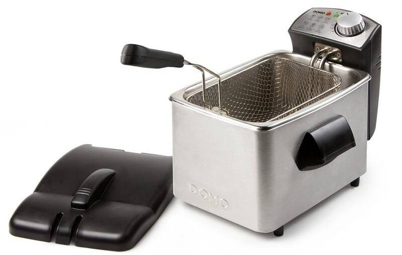 Fritéza Domo DO458FR / 60 - 190 °C / 3000 W / 4 l / termostat / světelná signalizace /  rozměr fritovacího koše 17,5 x 23,5 x 10 cm / nerez Varianta:…
