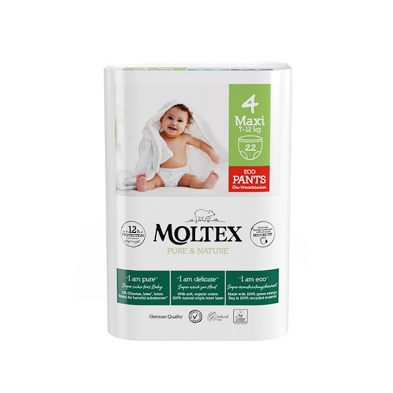 Moltex Pure & Nature natahovací plenkové kalhotky Maxi 7-12 kg (22 ks)