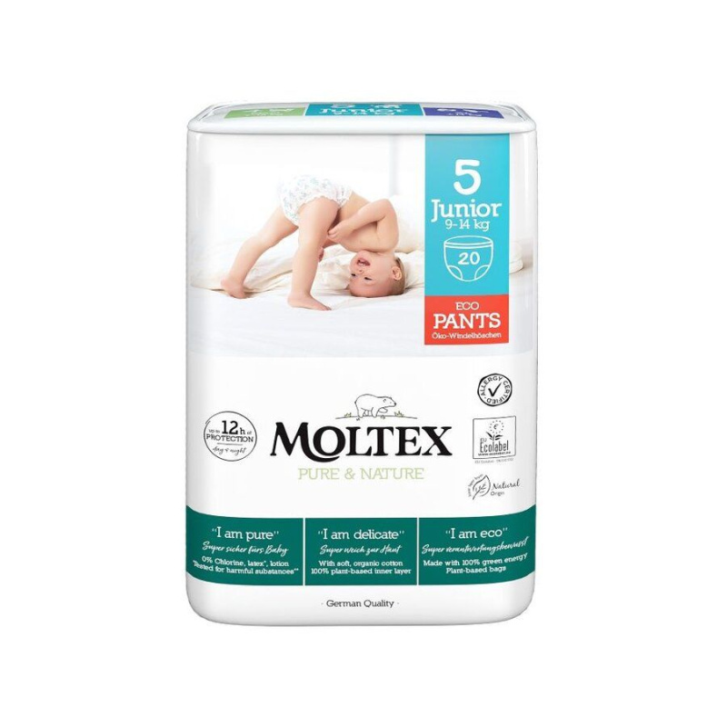 Moltex Pure & Nature natahovací plenkové kalhotky Junior 9-14 kg (20 ks)