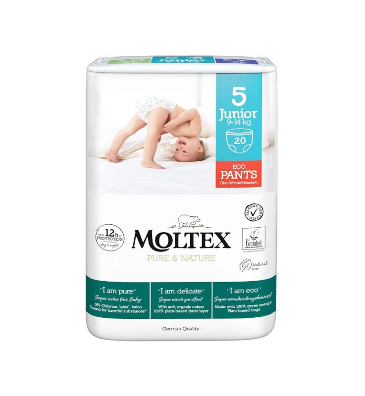 Moltex Pure & Nature natahovací plenkové kalhotky Junior 9-14 kg (20 ks)