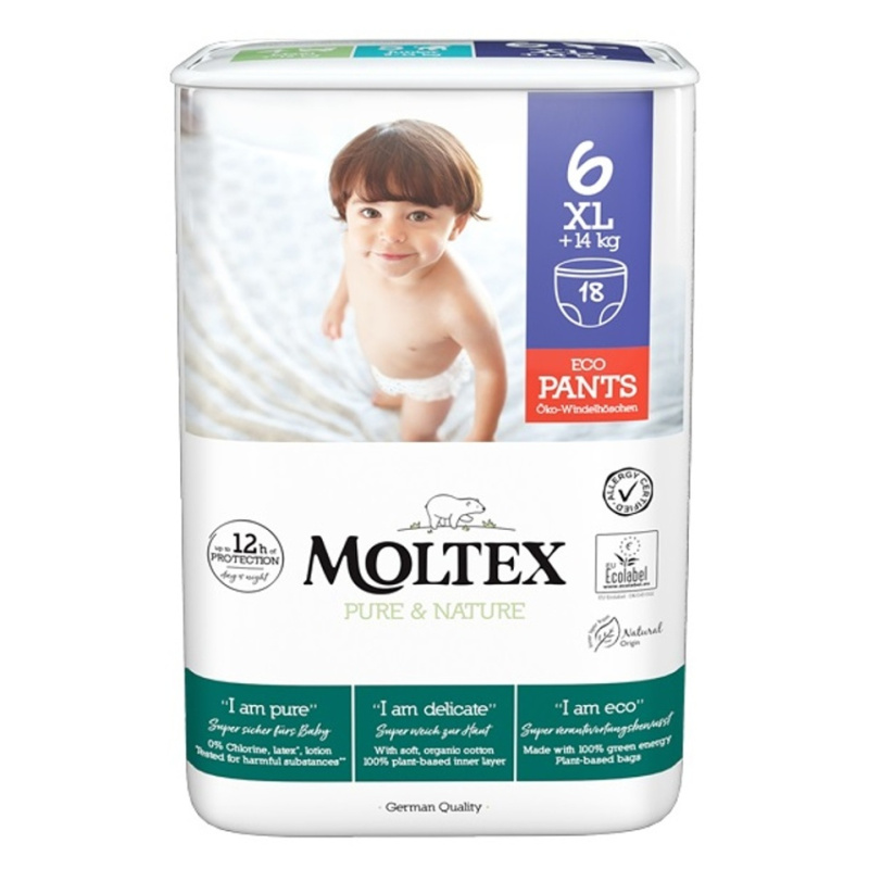 Moltex Pure & Nature natahovací plenkové kalhotky XL +14 kg (18 ks)