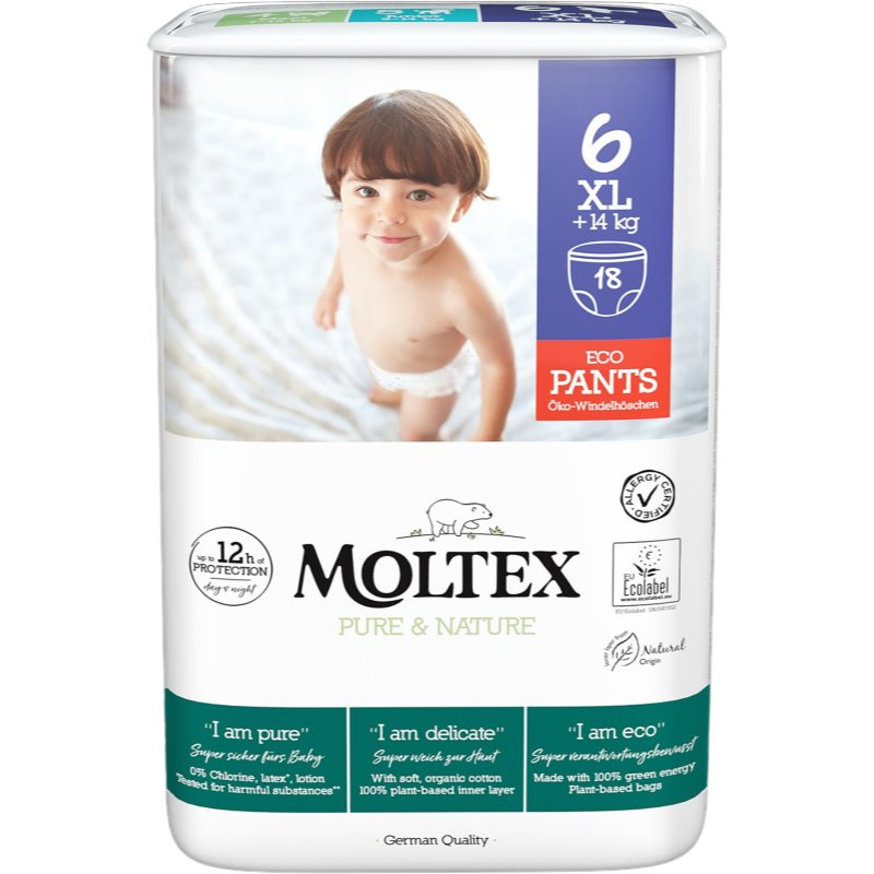 Moltex Pure & Nature natahovací plenkové kalhotky XL +14 kg (18 ks)