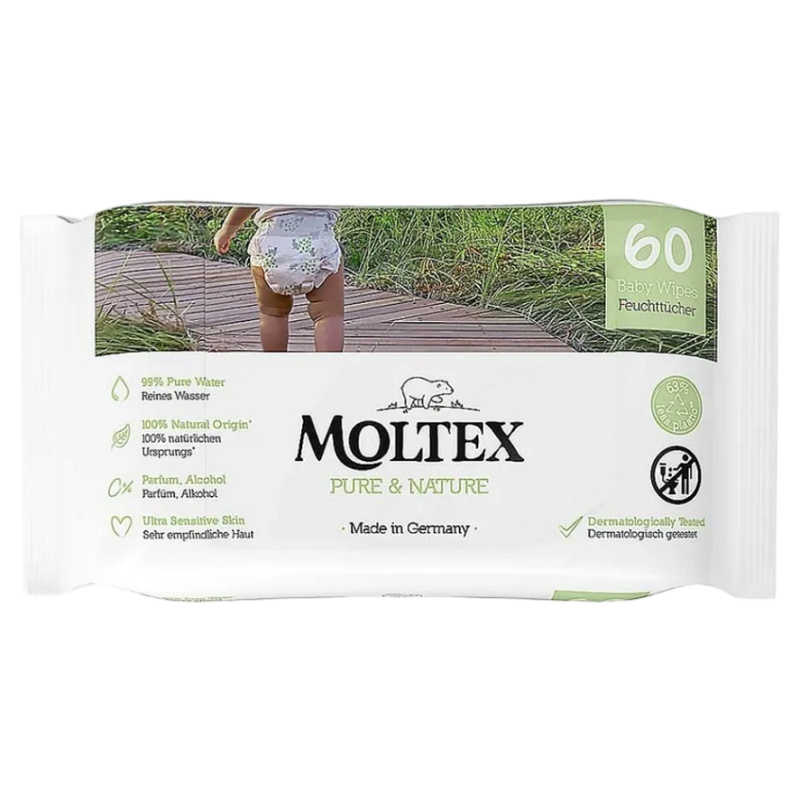 Moltex Pure & Nature Baby Wipes vlhčené ubrousky pro děti 60 ks