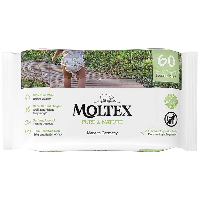 Moltex Pure & Nature Baby Wipes vlhčené ubrousky pro děti 60 ks