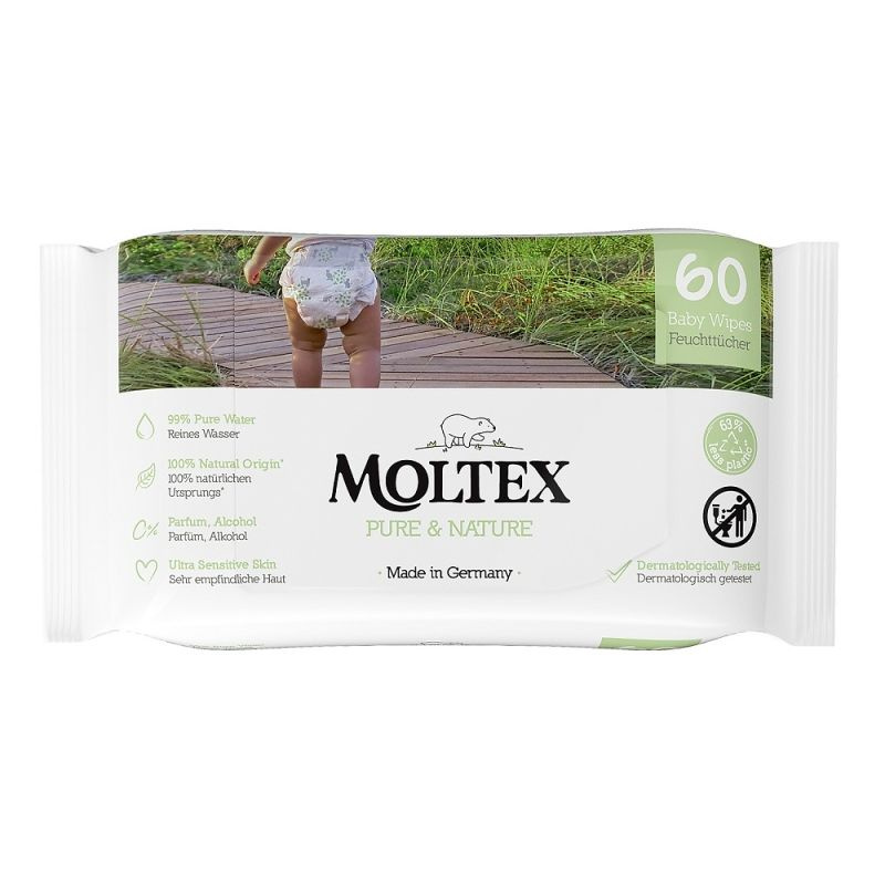 Moltex Pure & Nature Baby Wipes vlhčené ubrousky pro děti 60 ks