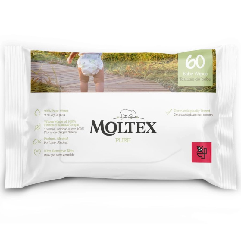 Moltex Pure & Nature Baby Wipes vlhčené ubrousky pro děti 60 ks