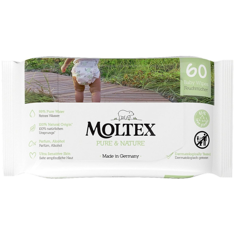 Moltex Pure & Nature Baby Wipes vlhčené ubrousky pro děti 60 ks