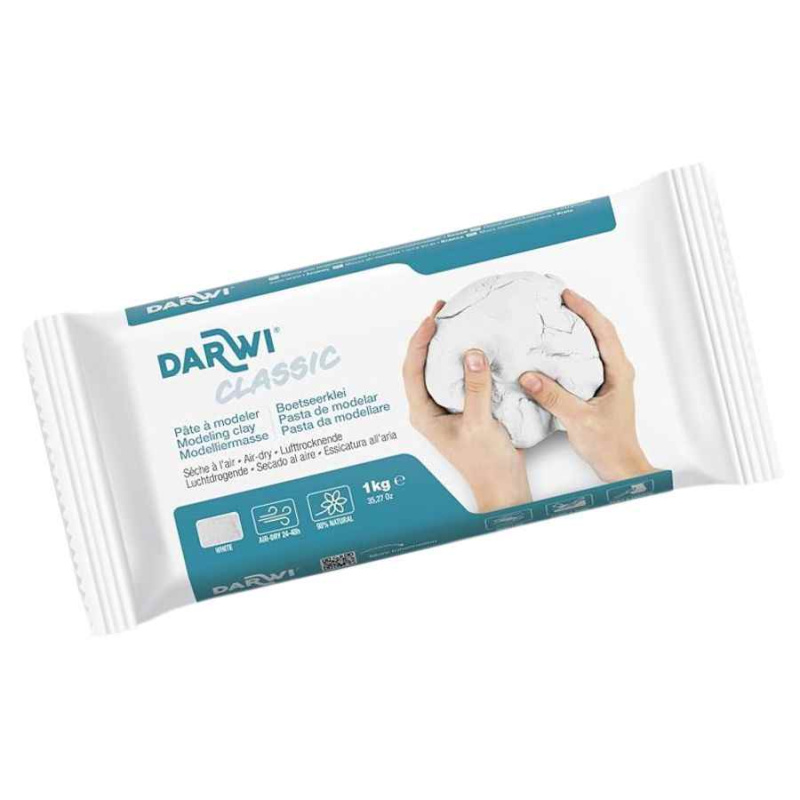Samotvrdnoucí modelovací hmota DARWI - 1000 g, bílá