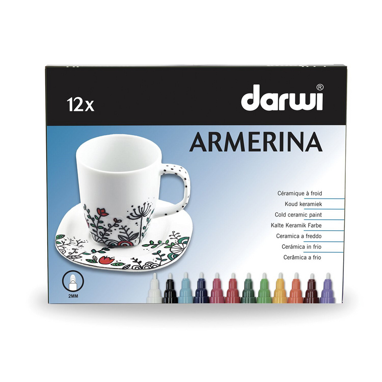 DARWI ARMERINA fixy na porcelán bez vypalování - sada 12 × 6 ml/2 mm