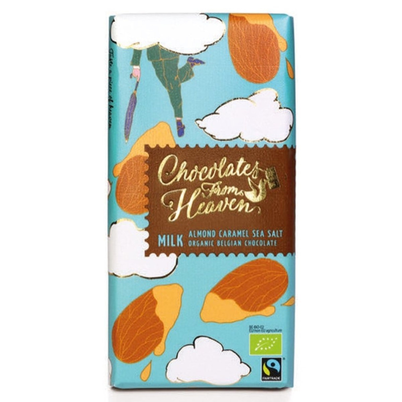 Chocolates From Heaven BIO Mléčná čokoláda s karamelizovanými mandlemi a mořskou solí 37%