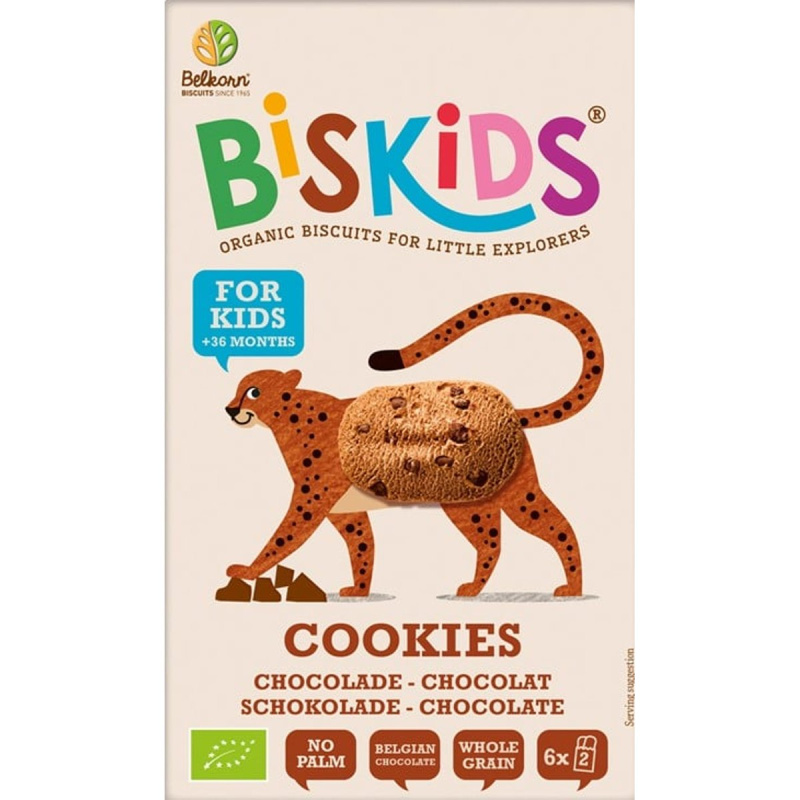 Biskids BIO Dětské celozrnné sušenky s belgickou čokoládou