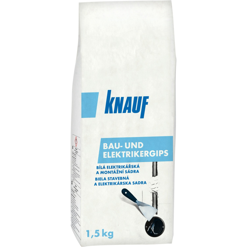 Rychletuhnoucí montážní sádra Knauf Bau- und Elektrikergips bílý 1,5 kg