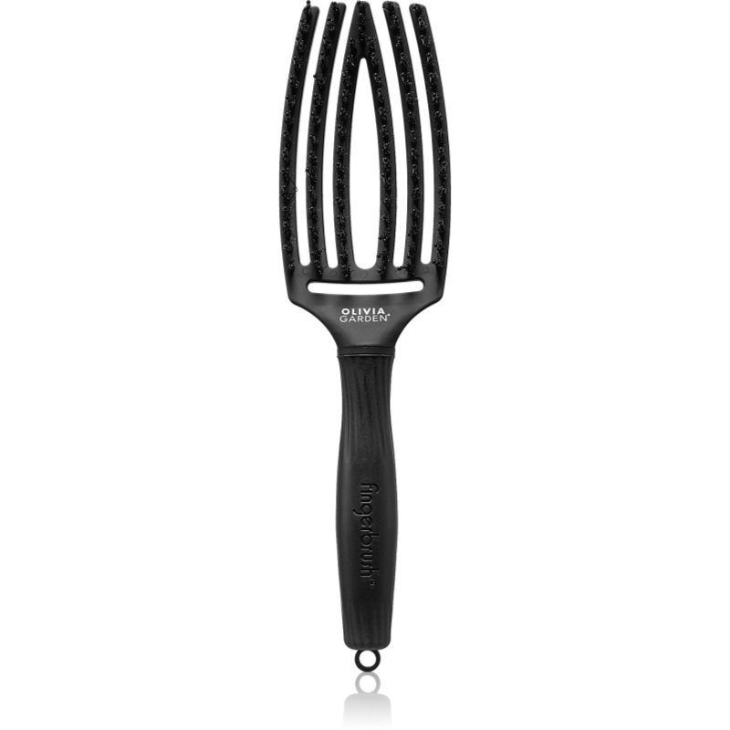 Olivia Garden Fingerbrush Boar & Nylon kartáč na vlasy s nylonovými a kančími štětinami Full Black M 1 ks