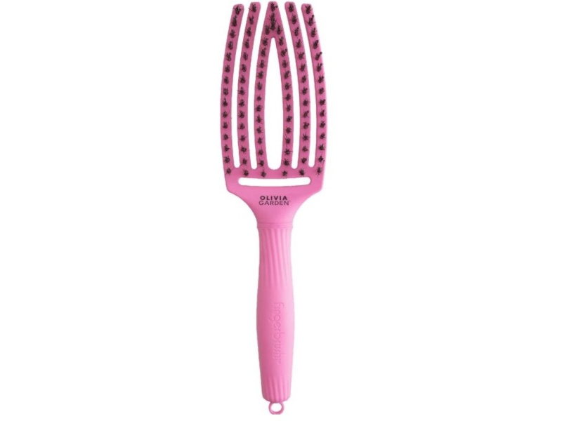 Olivia Garden Fingerbrush Boar & Nylon kartáč na vlasy s nylonovými a kančími štětinami Bubble Pink 1 ks