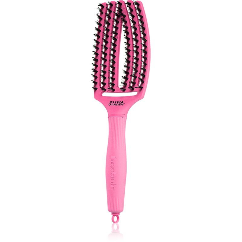 Olivia Garden Fingerbrush Boar & Nylon kartáč na vlasy s nylonovými a kančími štětinami Bubble Pink 1 ks