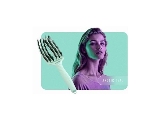Olivia Garden Fingerbrush Boar & Nylon kartáč na vlasy s nylonovými a kančími štětinami Arctic Teal 1 ks