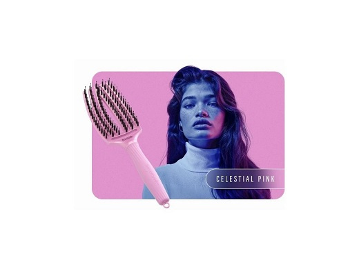 Olivia Garden Fingerbrush Boar & Nylon kartáč na vlasy s nylonovými a kančími štětinami Celestial Pink 1 ks