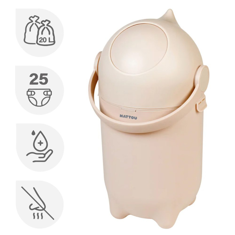 Nattou Koš na pleny Dropy Beige 27 cm, 20l