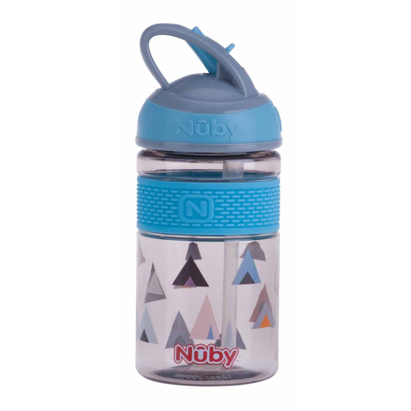 NUBY Láhev sportovní 2v1 s tvrdým sklápěcím brčkem, 360 ml, modrá, 3+