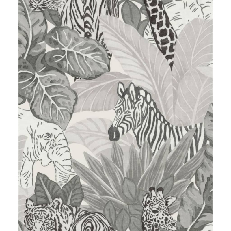 Noordwand Tapeta Good Vibes Jungle Animals Šedá A Černá - Šedá a černá
