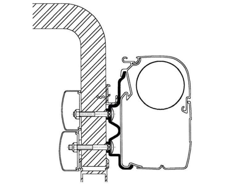Adaptér Thule pro montáž markýzy na stěnu pro Hymer třídy C 99 / Exsis Varianta: Omnist.Adapt.HymerC.3,5m