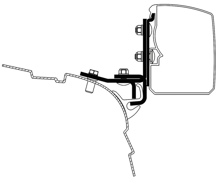 Markýza Thule 3200, adaptér VW T5/T6 Minivan Brandrup Rail LHD