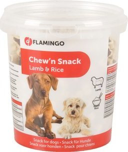 Flamingo Pamlsky jehněčí/rýže tvar kost pro psy 500g