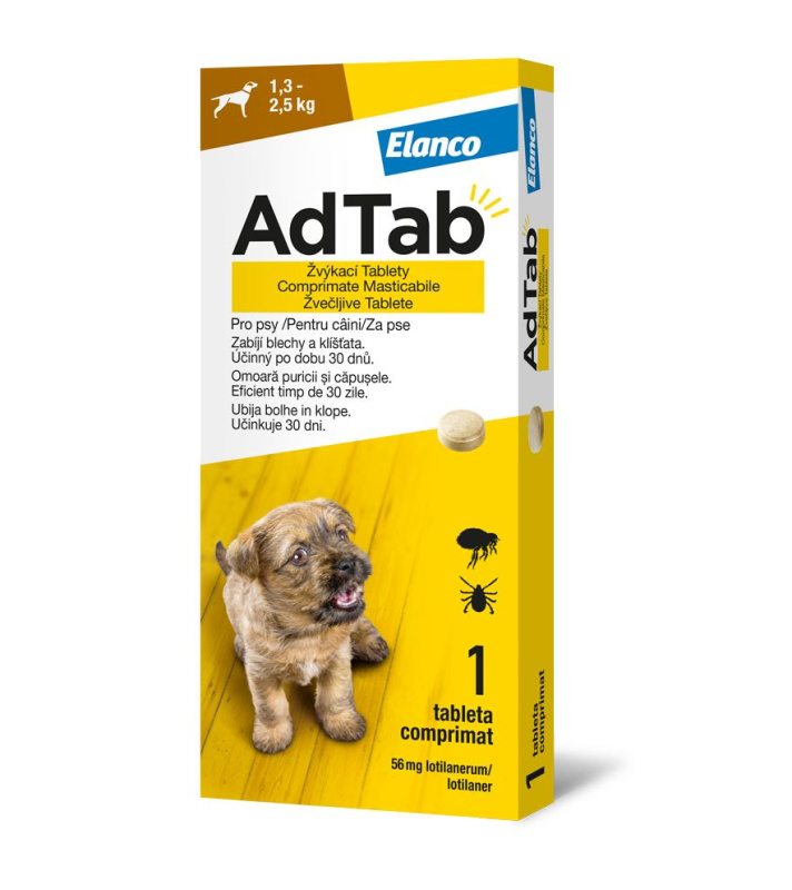 AdTab 56mg žvýkací tablety pro psy 1.3-2.5kg 1ks