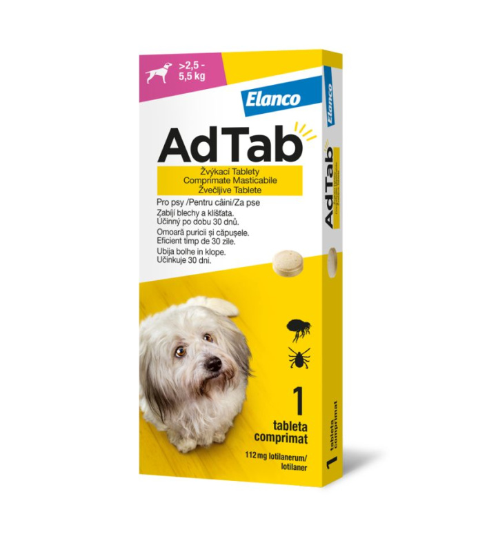 AdTab 112mg žvýkací tablety pro psy >2.5-5.5kg 1ks
