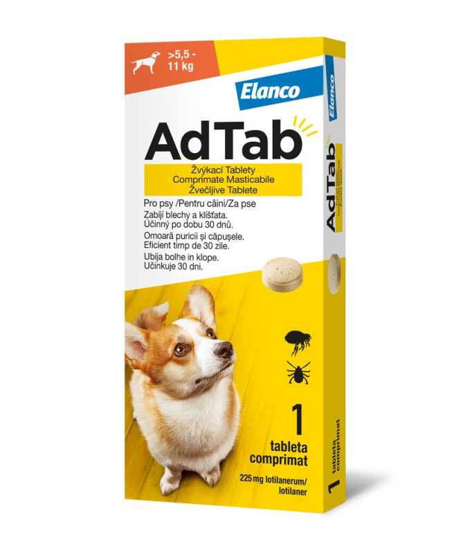 AdTab 225mg žvýkací tablety pro psy >5.5-11kg 1ks