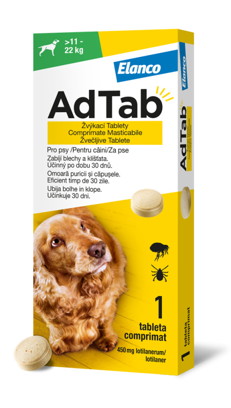 AdTab 450mg žvýkací tablety pro psy >11-22kg 1ks
