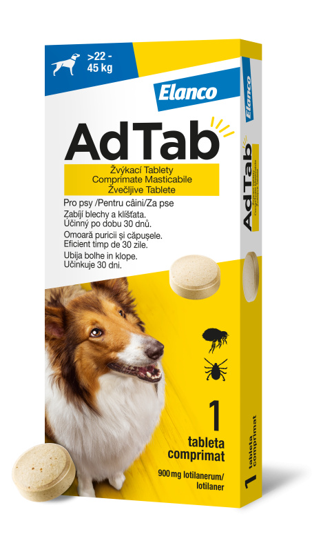 AdTab 900mg žvýkací tablety pro psy >22-45kg 1ks