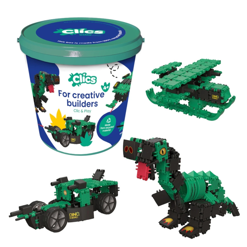 Clics vědro dinosauři 6v1, stavebnice 141 dílků