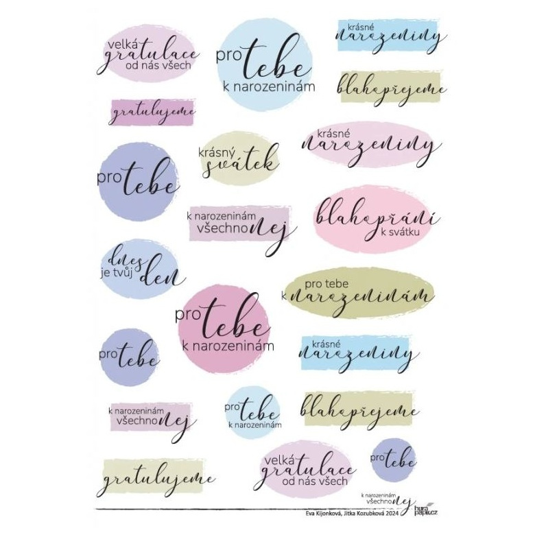Samolepky A5 - K narozeninám všechno nej - barevné