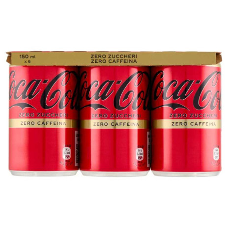 Coca-Cola bez kofeinu a bez cukru (senza Caffeina zero) plech 6x150ml