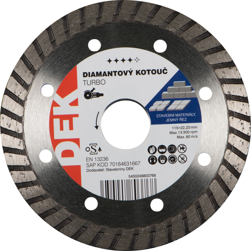 Kotouč řezný DIA DEK TURBO 115×22,23 mm