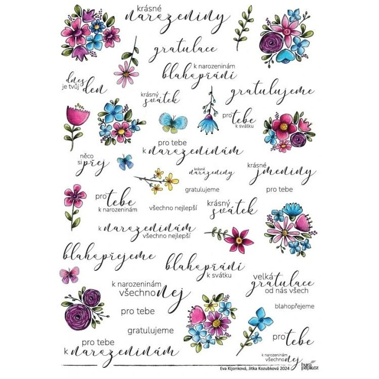 Samolepky průhledné A4 - K narozeninám všechno nej