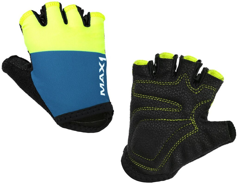 dětské krátkoprsté rukavice MAX1 11-12 let modro/fluo žluté Barva: modrá / fluo žlutá, Velikost: 11-12