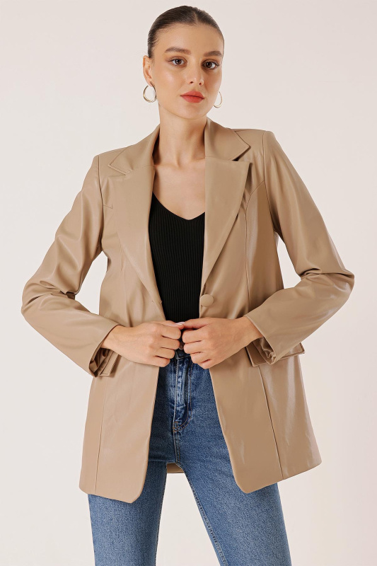 By Saygı Dvojitá kožená bunda s falešnou kapsou