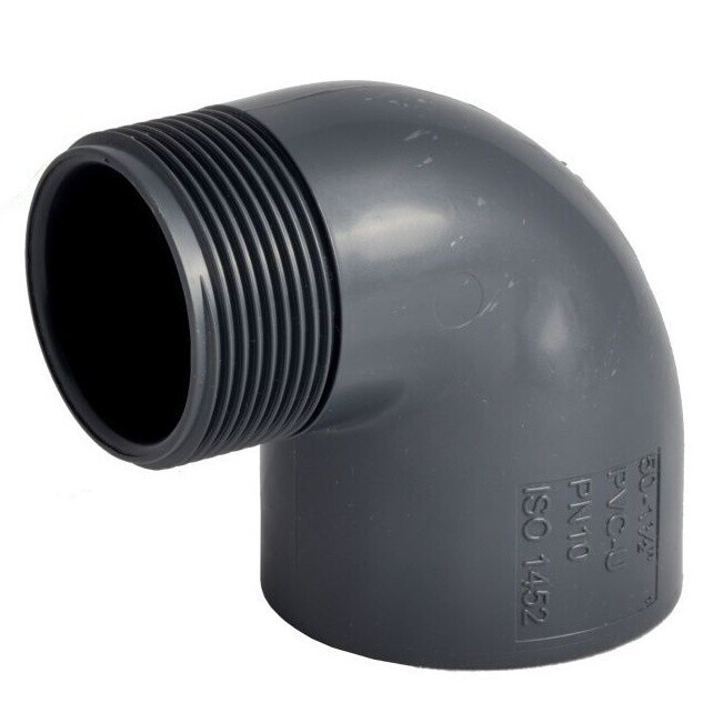 PVC koleno 50 mm 90° lepení x 1½" vnější závit