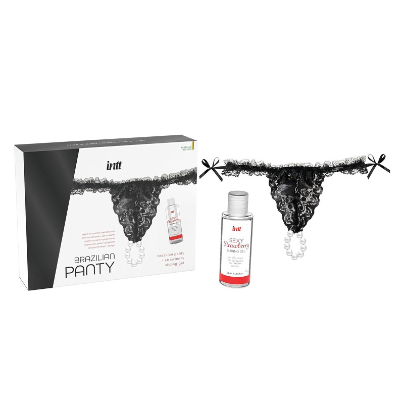 Kalhotky a lubrikační gel - Intt Brazilian Panty černá
