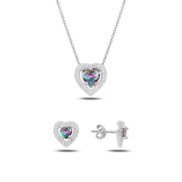 Olivie Stříbrná sada MYSTIC TOPAZ SRDCE 5224