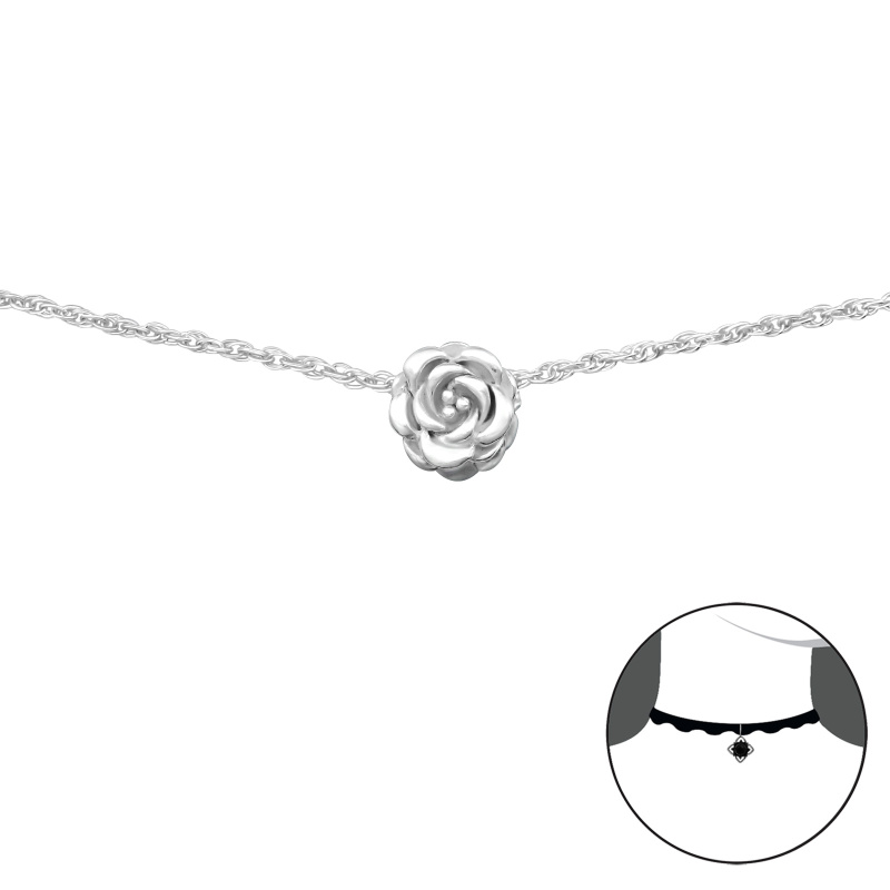 Olivie CHOKER řetízek STŘÍBRNÁ RŮŽE 2723