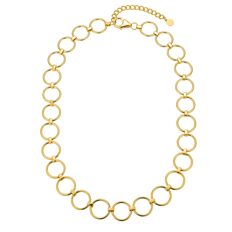 Olivie Stříbrný kroužkový náhrdelník GOLD 8952