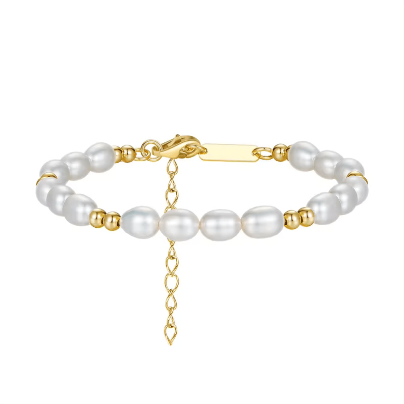 Olivie Stříbrný perlový náramek GOLD 9054