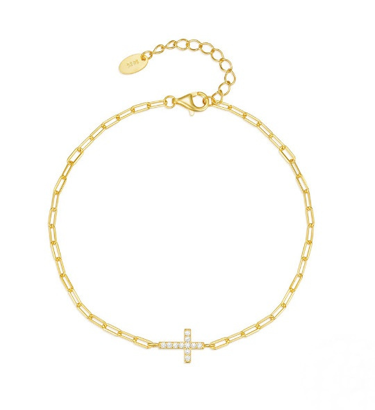 Olivie Stříbrný náramek KŘÍŽEK GOLD 9057
