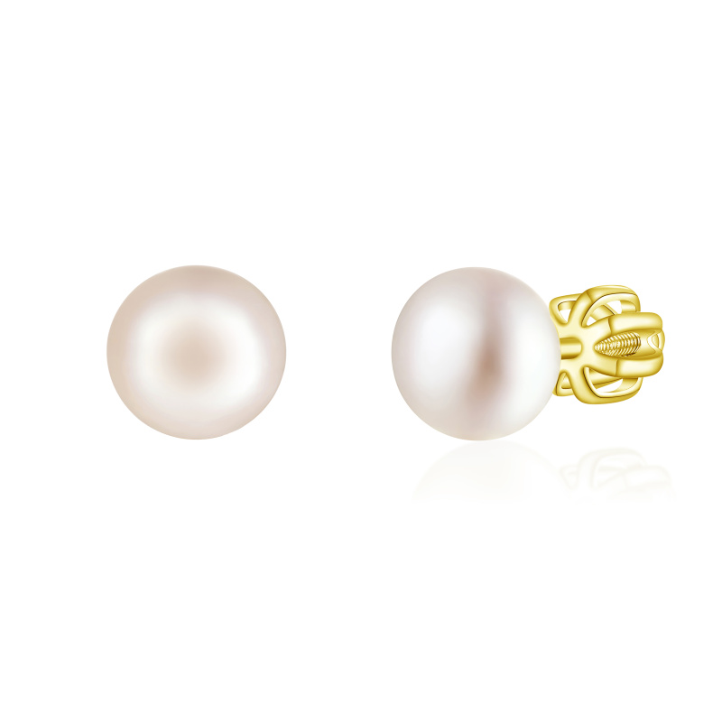 Olivie Stříbrné 8mm náušnice PERLY AAA GOLD 9118