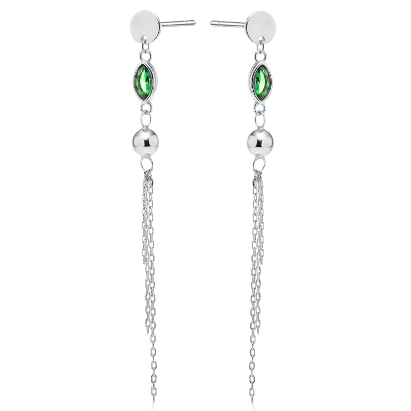 Olivie Dlouhé stříbrné náušnice GREEN 9208
