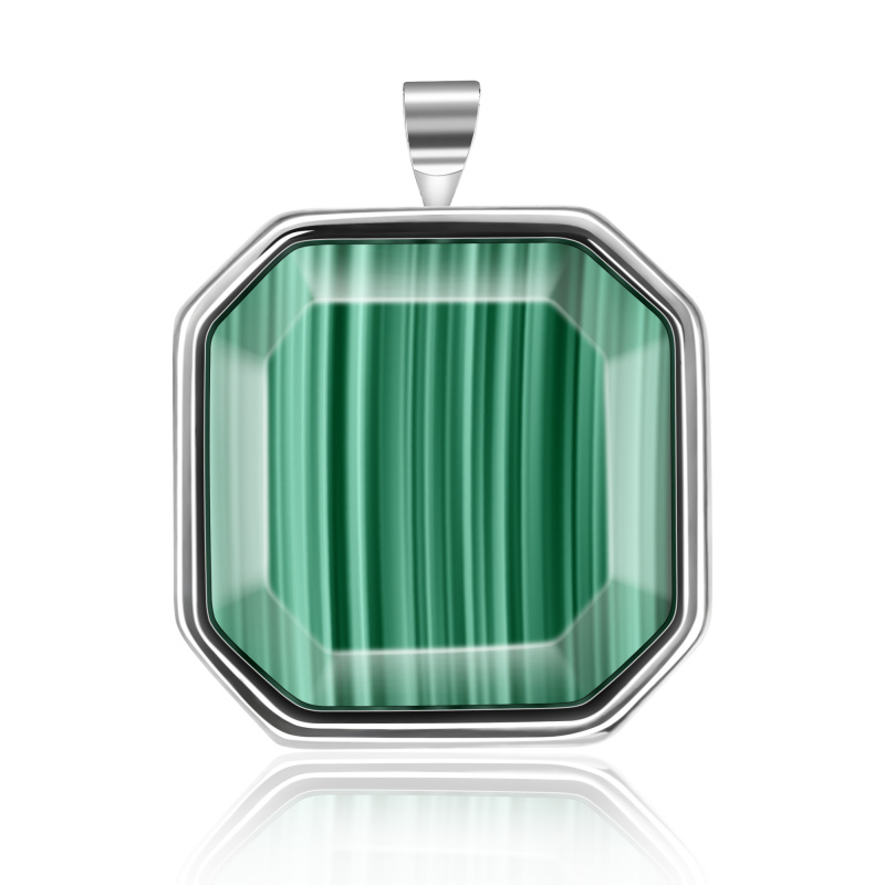 Olivie Stříbrný přívěsek GREEN NATURAL MALACHIT 6012