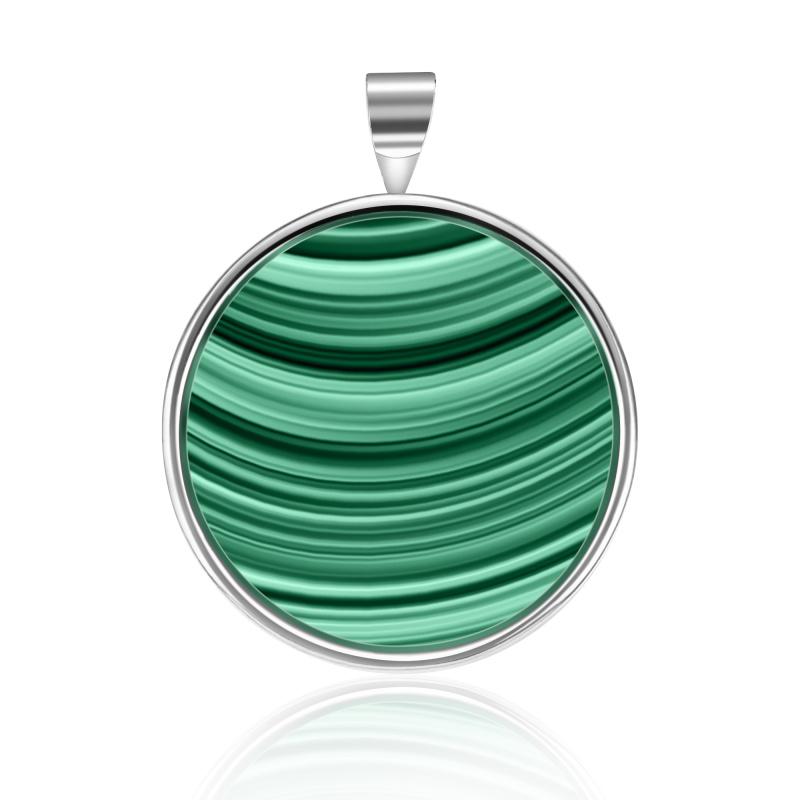 Olivie Stříbrný přívěsek GREEN NATURAL MALACHIT 6016